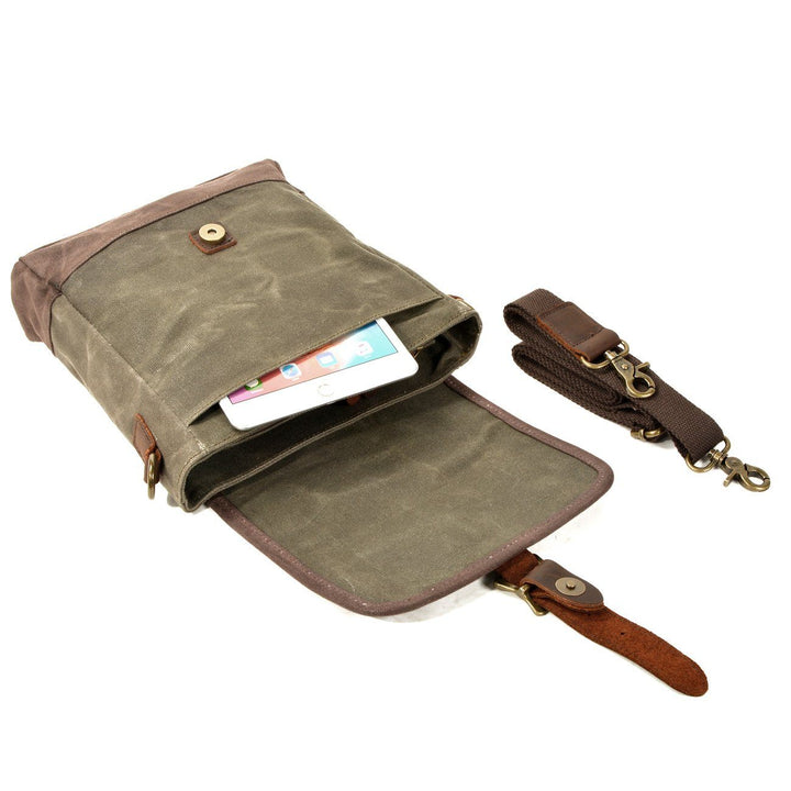 Stornfield | HorizonPath - Compact Vintage Shoulder Bag - High Quality Waxed Cotton and Full-Grain Leather
