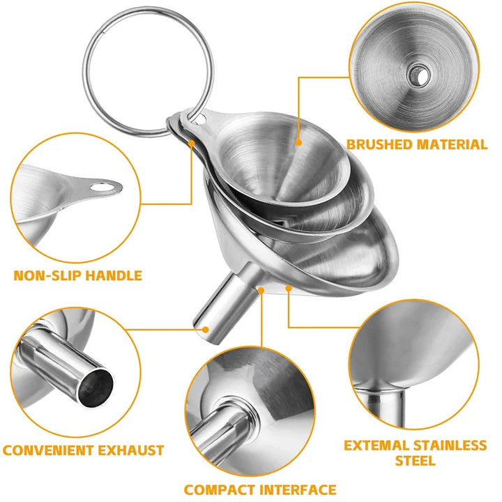 Mini Stainless Steel Kitchen Funnels Essential Oil Filling Funnel Set | Stornfield