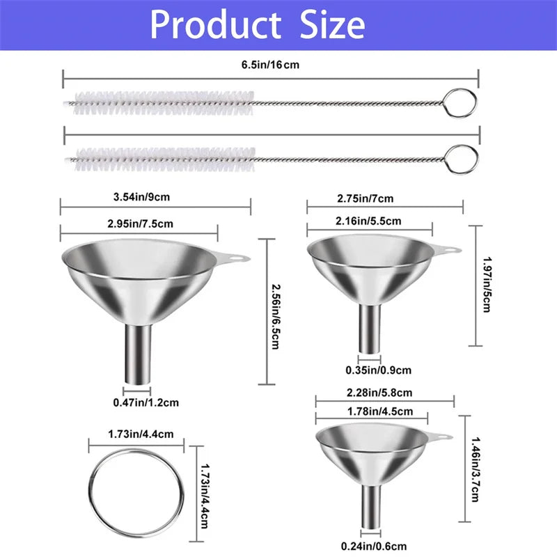 Mini Stainless Steel Kitchen Funnels Essential Oil Filling Funnel Set | Stornfield