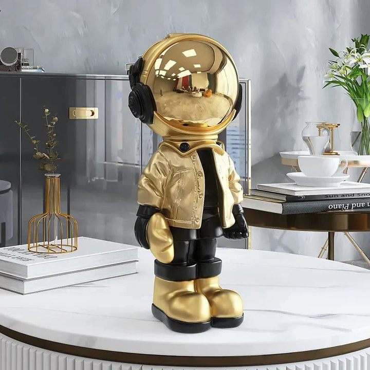 Modern Contemporary Astronaut Statue Gold Plated Resin Decor | Stornfield