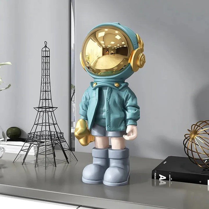 Modern Contemporary Astronaut Statue Gold Plated Resin Decor | Stornfield