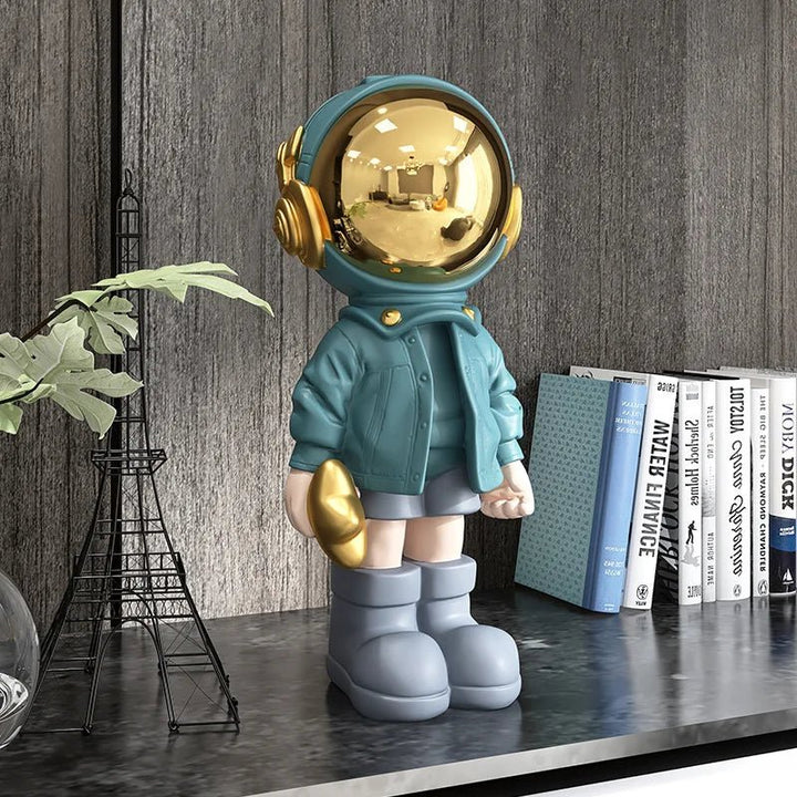 Modern Contemporary Astronaut Statue Gold Plated Resin Decor | Stornfield