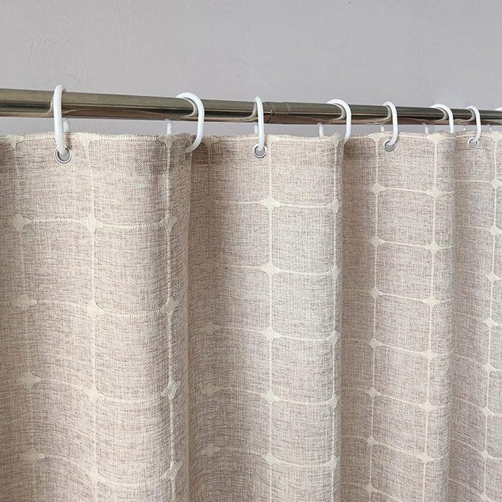 Stornfield | Modern Jacquard Linen Shower Curtain with Fringes (1 Piece) │ For Nordic Bathroom Decor