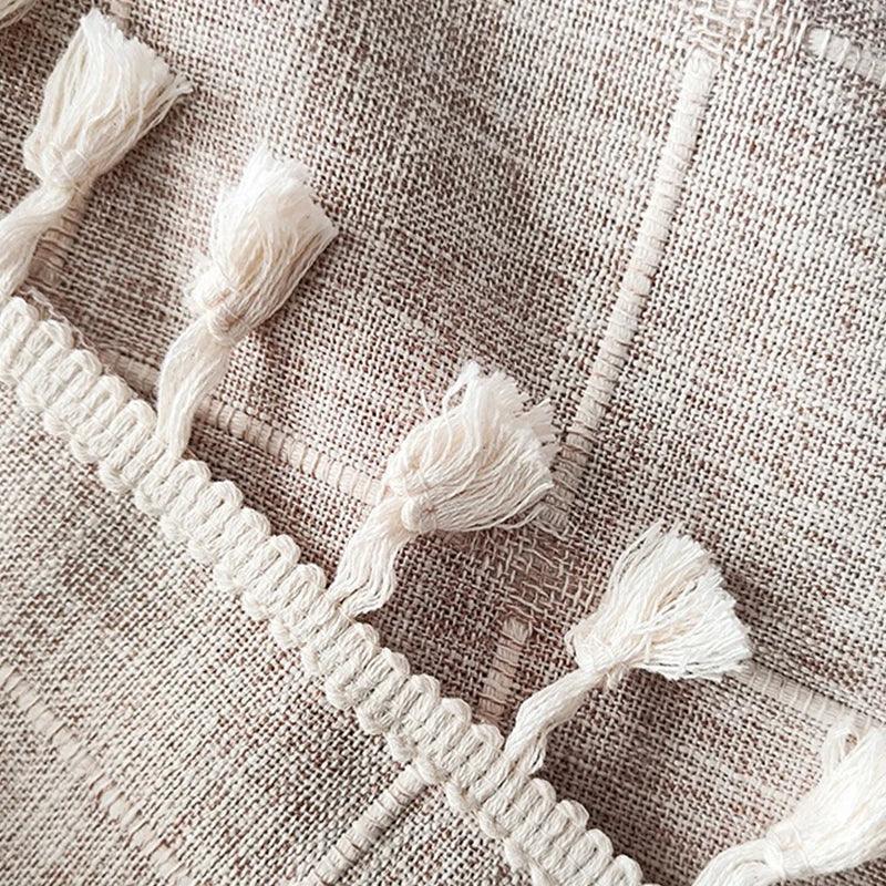 Stornfield | Modern Jacquard Linen Shower Curtain with Fringes (1 Piece) │ For Nordic Bathroom Decor
