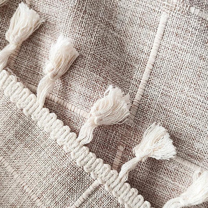 Stornfield | Modern Jacquard Linen Shower Curtain with Fringes (1 Piece) │ For Nordic Bathroom Decor