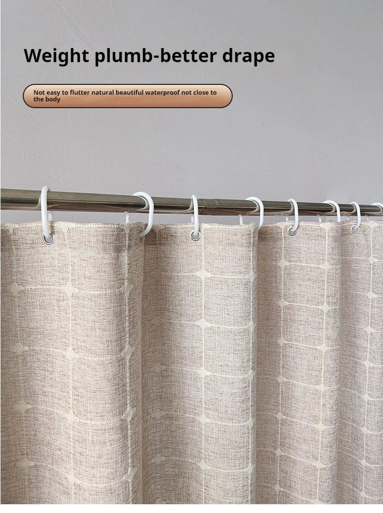 Stornfield | Modern Jacquard Linen Shower Curtain with Fringes (1 Piece) │ For Nordic Bathroom Decor