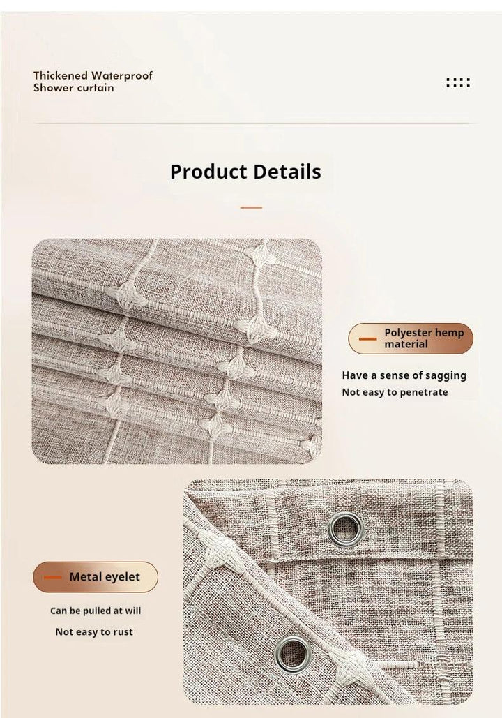 Stornfield | Modern Jacquard Linen Shower Curtain with Fringes (1 Piece) │ For Nordic Bathroom Decor