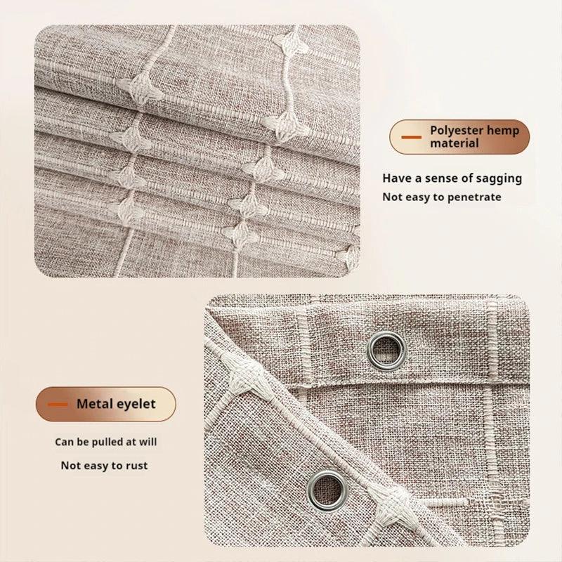 Stornfield | Modern Jacquard Linen Shower Curtain with Fringes (1 Piece) │ For Nordic Bathroom Decor