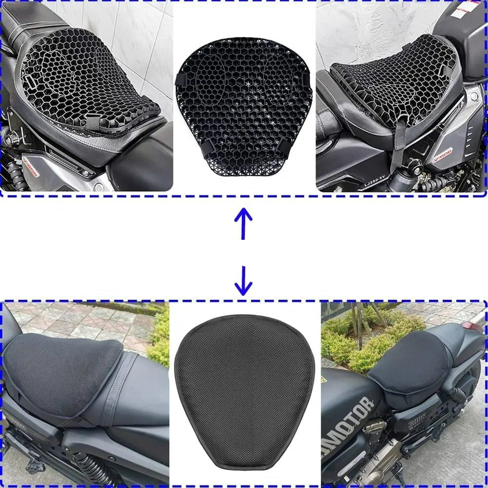 Stornfield | HoneyRide – 3D Honeycomb Shock-Relief Motorcycle Seat Cushion