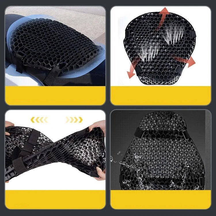 Stornfield | HoneyRide – 3D Honeycomb Shock-Relief Motorcycle Seat Cushion