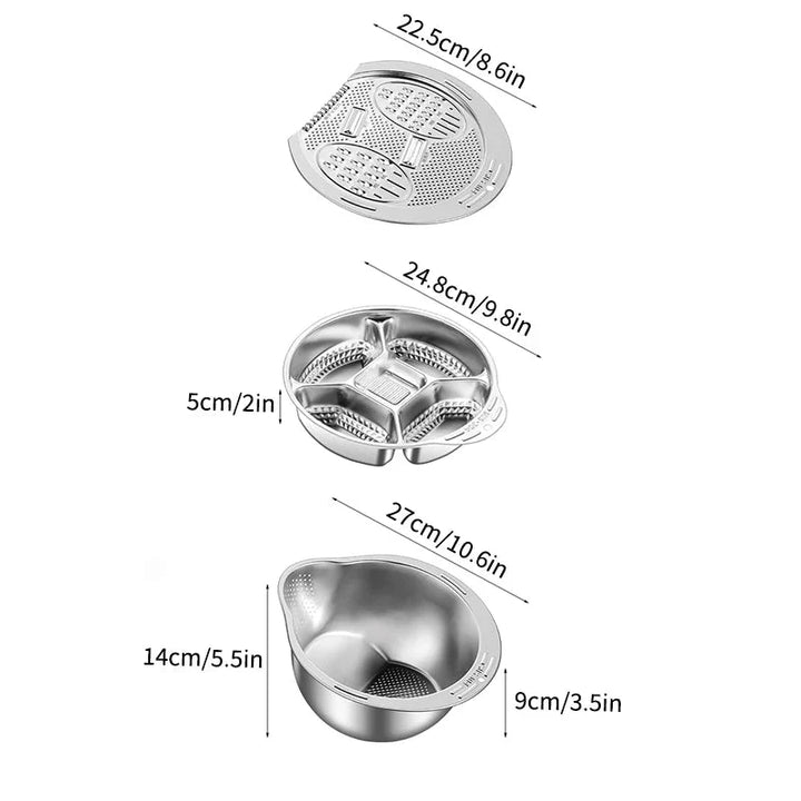 Multi-Function Stainless Steel Strainer Bowl and Draining Colander | Stornfield
