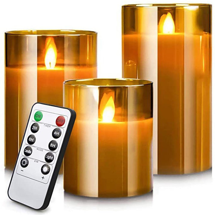 LED candle with remote control & timer in glass design | Stornfield