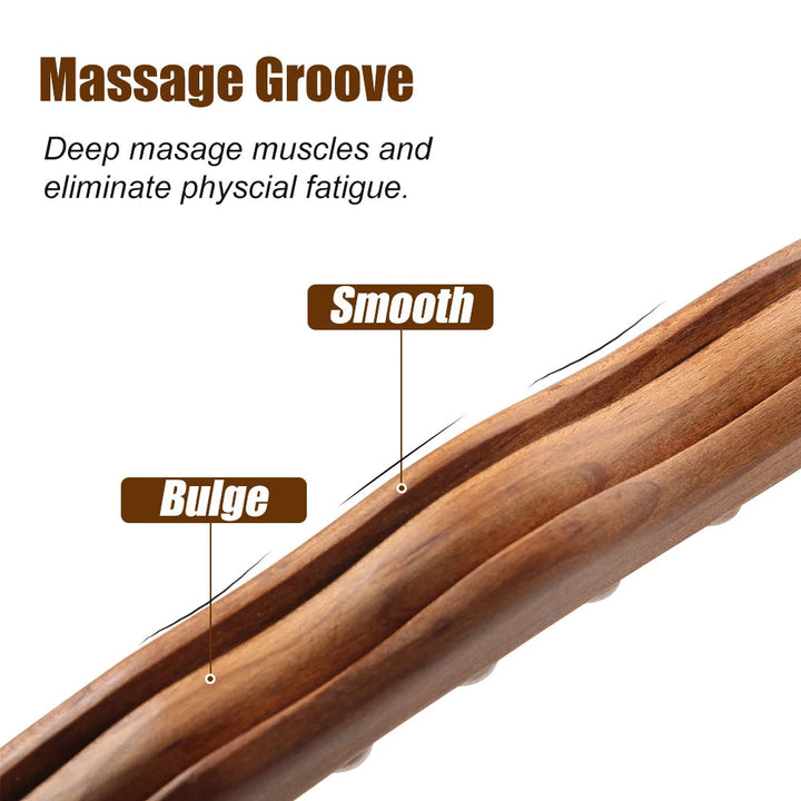 WoodRelax Gua Sha Massage Stick – 60 cm massage tool made of natural wood for deep muscle relaxation | Stornfield