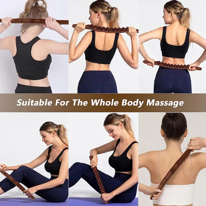 WoodRelax Gua Sha Massage Stick – 60 cm massage tool made of natural wood for deep muscle relaxation | Stornfield
