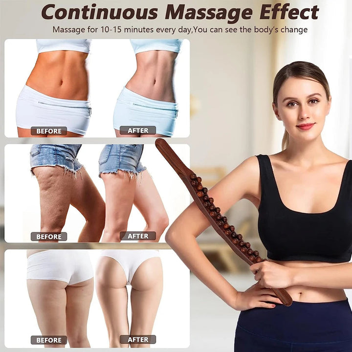 WoodRelax Gua Sha Massage Stick – 60 cm massage tool made of natural wood for deep muscle relaxation | Stornfield