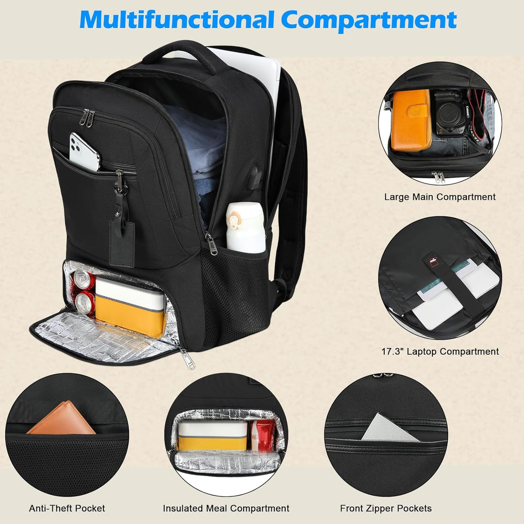 Waterproof Laptop & Lunch Backpack with USB Port – Multi-Compartment Travel Bag | Stornfield