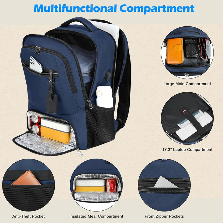 Waterproof Laptop & Lunch Backpack with USB Port – Multi-Compartment Travel Bag | Stornfield