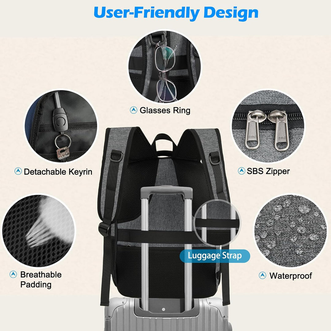 Waterproof Laptop & Lunch Backpack with USB Port – Multi-Compartment Travel Bag | Stornfield