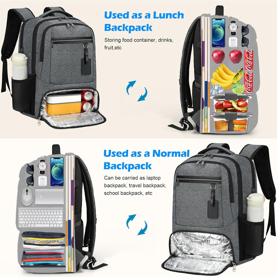 Waterproof Laptop & Lunch Backpack with USB Port – Multi-Compartment Travel Bag | Stornfield