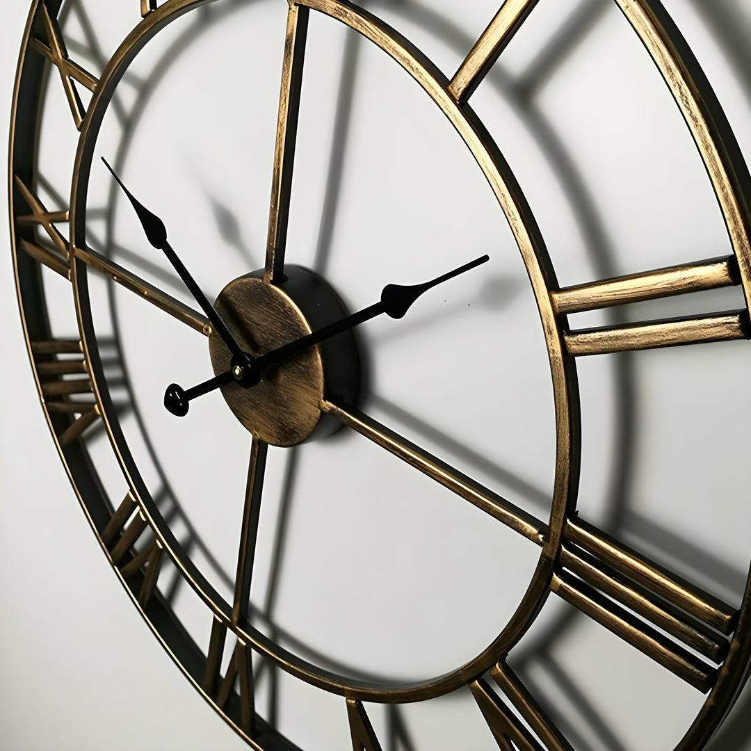 Roman Numerals Iron Art Hanging Clock Silent Design | Stornfield