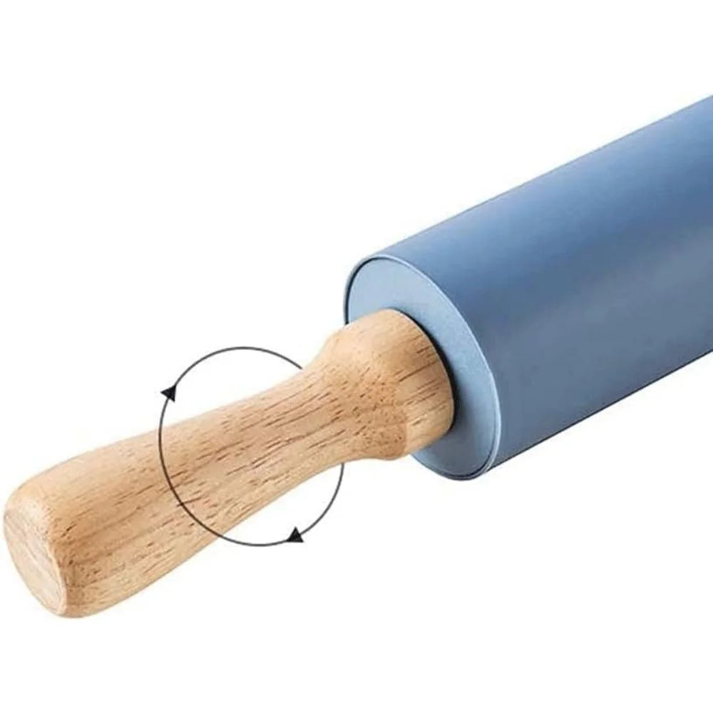 Non-stick silicone rolling pin with wooden handles | Stornfield