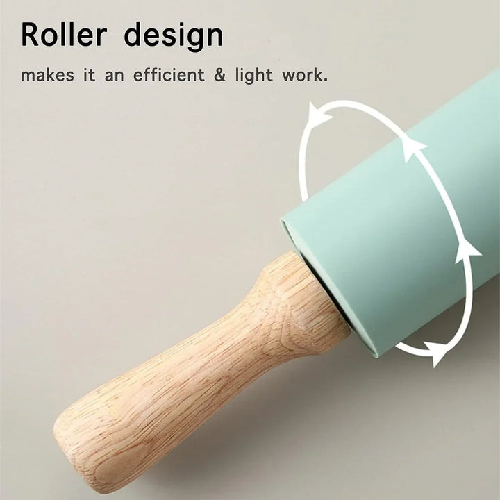 Non-stick silicone rolling pin with wooden handles | Stornfield