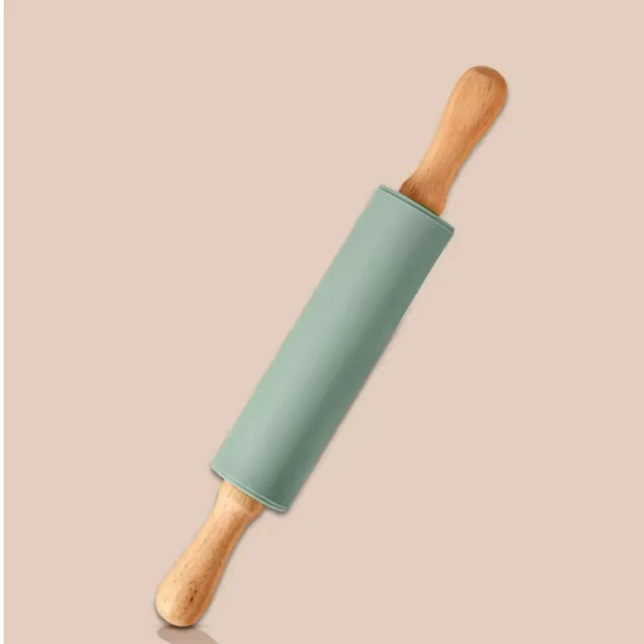 Non-stick silicone rolling pin with wooden handles | Stornfield