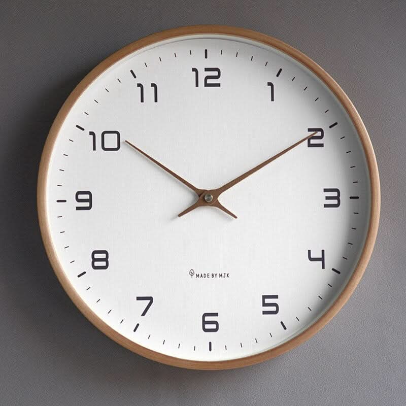 NordicTime Wooden Wall Clock Silent Scandinavian | Stornfield