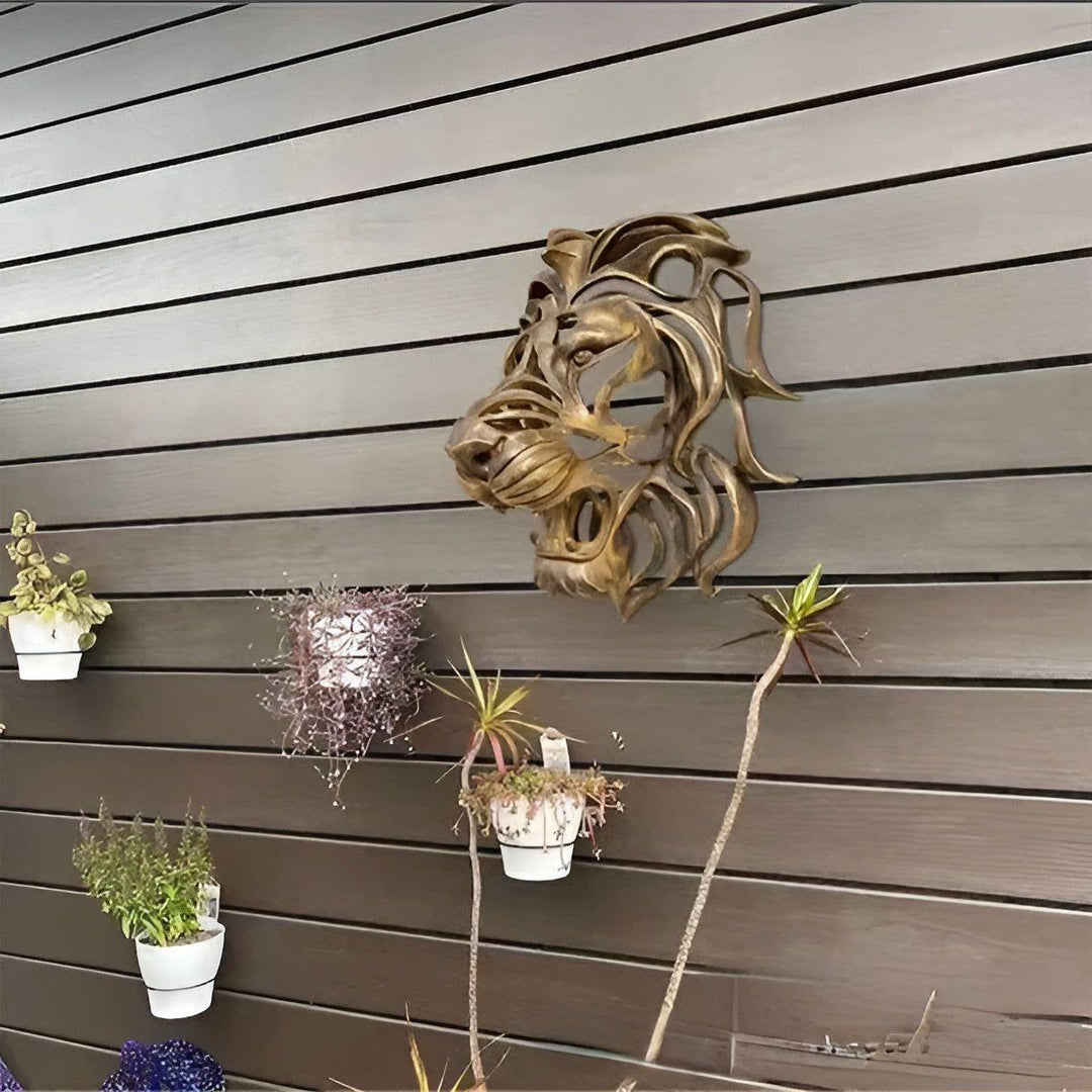 Exquisite Stornfield Gold-Plated Lion Head Wall Sculpture
