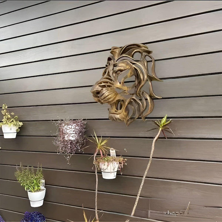 Exquisite Stornfield Gold-Plated Lion Head Wall Sculpture