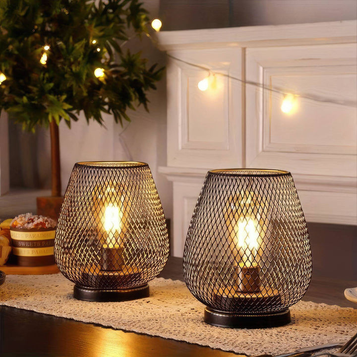 Stornfield | RusticMesh Table Lamp Set - Industrial Style & Atmospheric Lighting