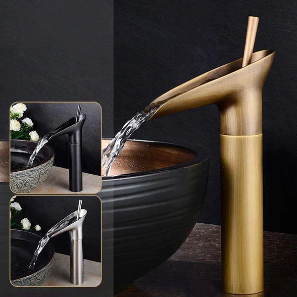 Luxurious Brass Waterfall Sink Faucet for Opulent Bathroom Sinks | Stornfield