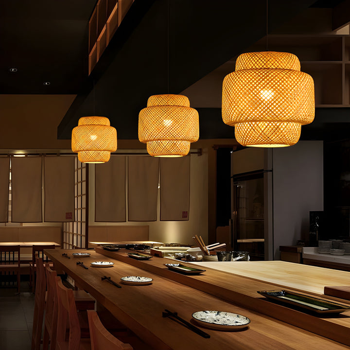 Bamboo Lamp Hand-Knitted Chinese Style Weaving | Stornfield