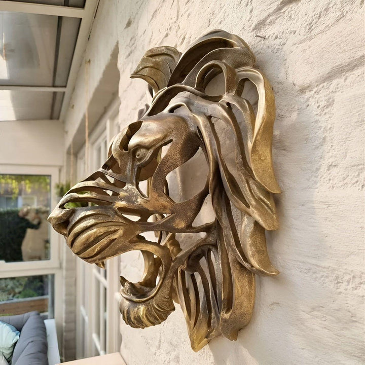 Exquisite Stornfield Gold-Plated Lion Head Wall Sculpture