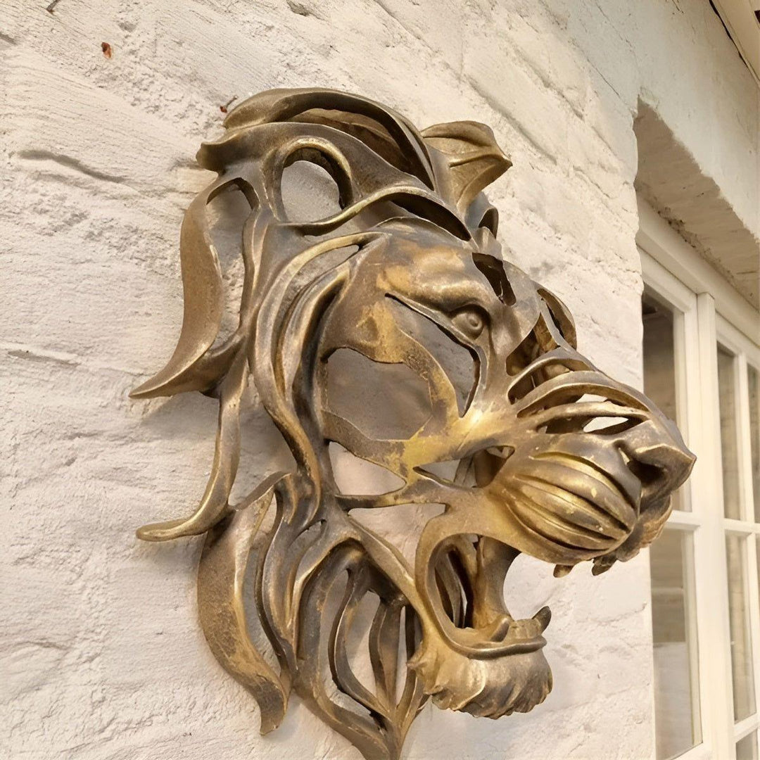 Exquisite Stornfield Gold-Plated Lion Head Wall Sculpture