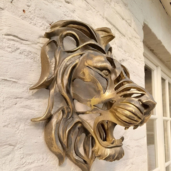 Exquisite Stornfield Gold-Plated Lion Head Wall Sculpture