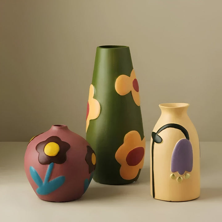 Painted Floral Ceramic Vase for Home Decor and Flowers | Stornfield
