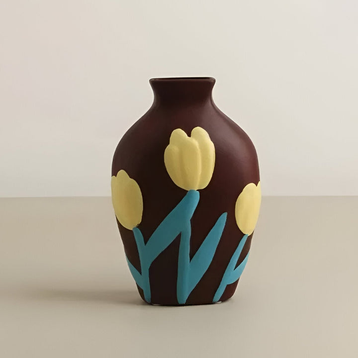 Painted Floral Ceramic Vase for Home Decor and Flowers | Stornfield