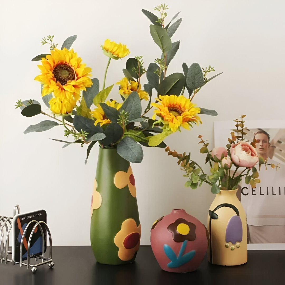 Painted Floral Ceramic Vase for Home Decor and Flowers | Stornfield