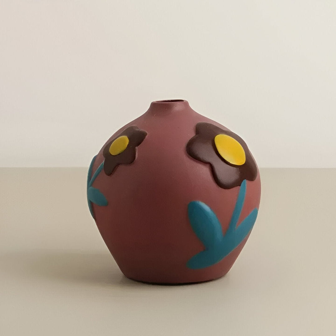 Painted Floral Ceramic Vase for Home Decor and Flowers | Stornfield