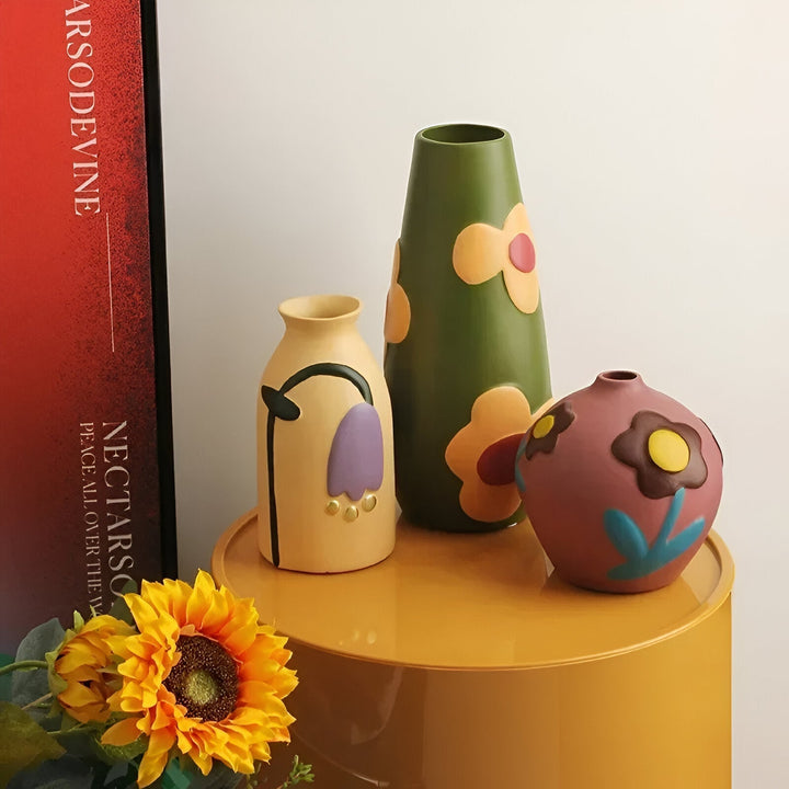 Painted Floral Ceramic Vase for Home Decor and Flowers | Stornfield