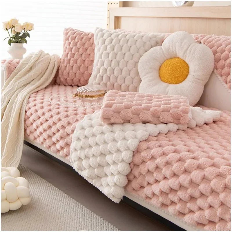 Pastel Colour Thickened Plush Sofa Blanket for Cozy Comfort | Stornfield