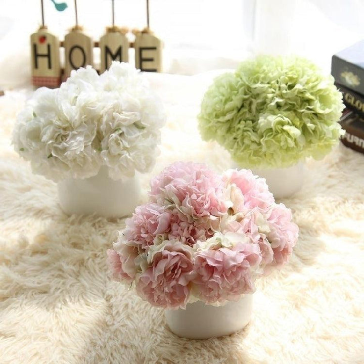 Stornfield | Elegant Peony Silk Flower Bouquet - Set of 5 Heads