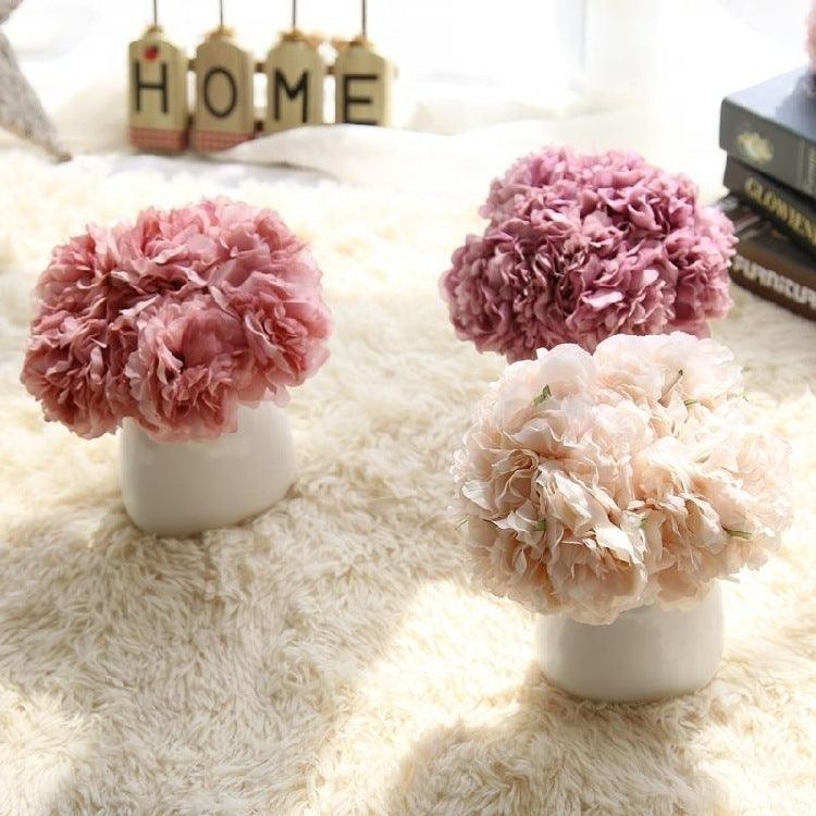 Stornfield | Elegant Peony Silk Flower Bouquet - Set of 5 Heads