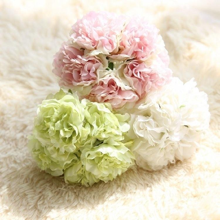 Stornfield | Elegant Peony Silk Flower Bouquet - Set of 5 Heads