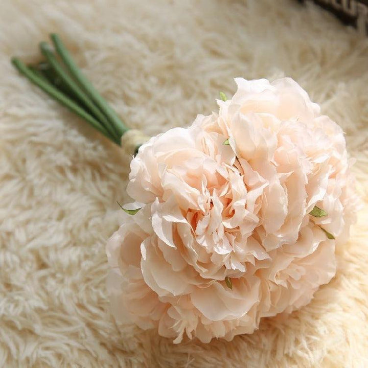 Stornfield | Elegant Peony Silk Flower Bouquet - Set of 5 Heads
