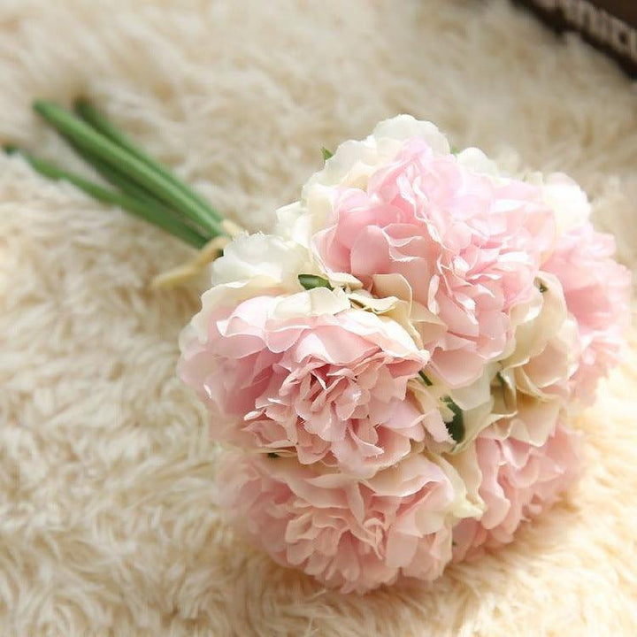 Stornfield | Elegant Peony Silk Flower Bouquet - Set of 5 Heads