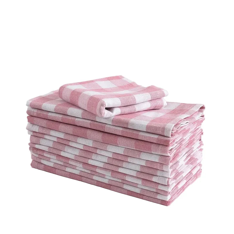 Washable Pink Plaid Polyester Cloth Napkins | Stornfield