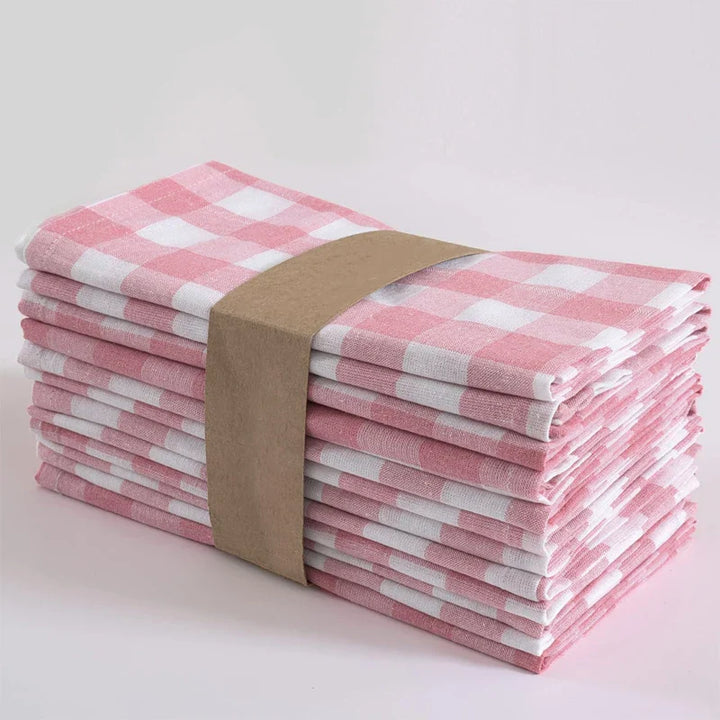 Washable Pink Plaid Polyester Cloth Napkins | Stornfield
