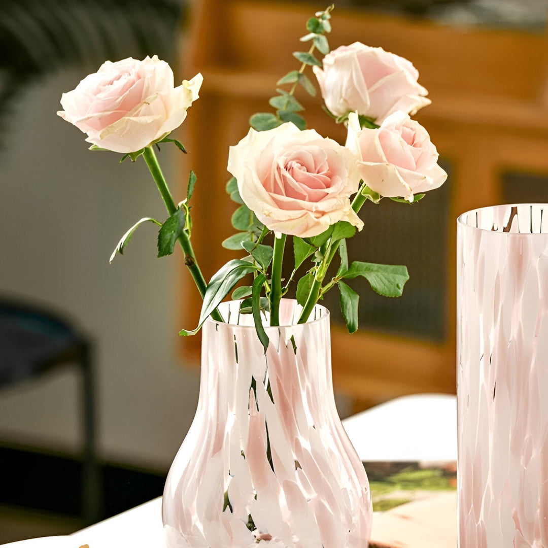 Pink Marble Effect Glass Vase - American Style Hydroponic Decor | Stornfield